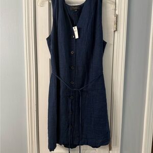 Banana Republic Linen Blend Navy Dress